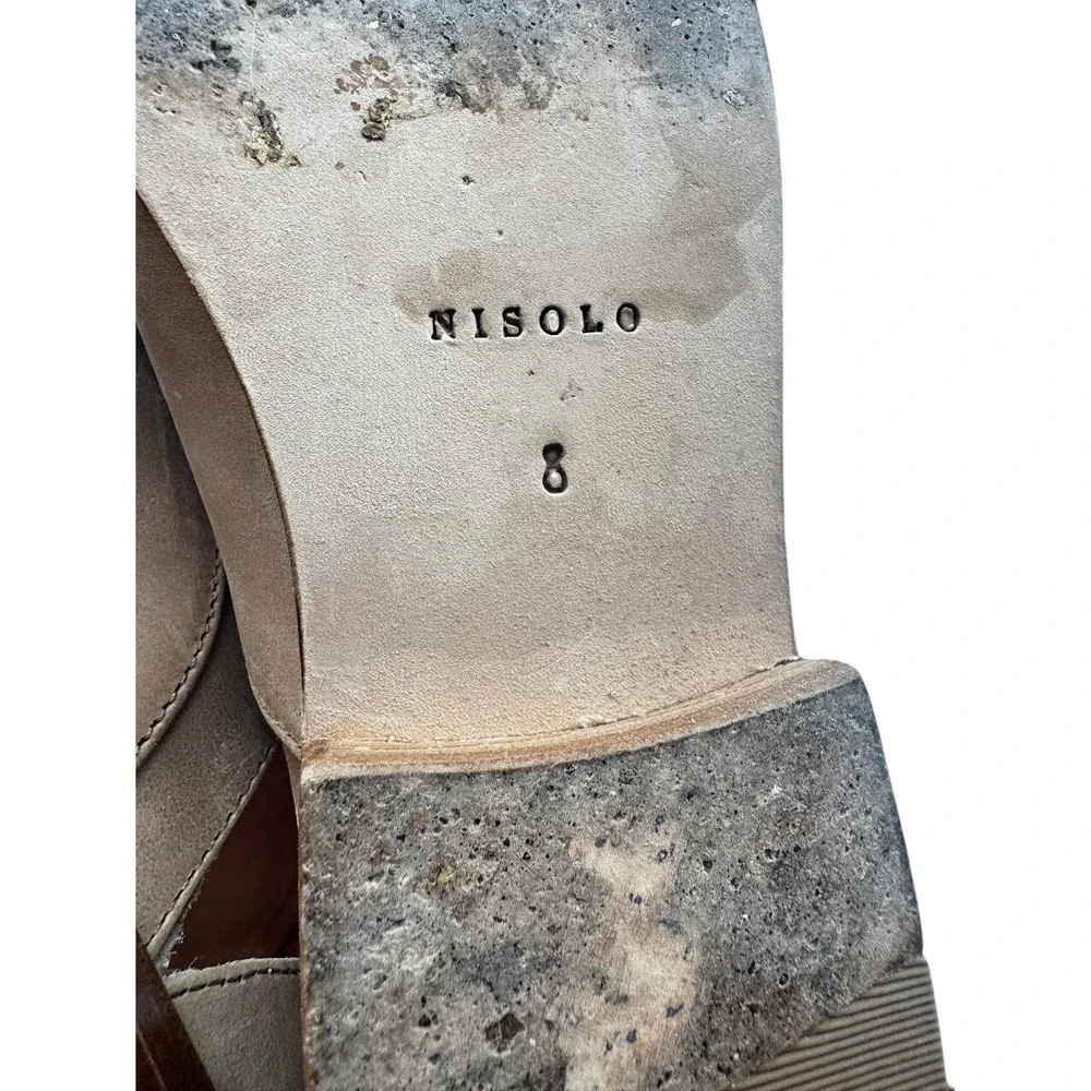 Nisolo Emma D'Orsay Oxford 2.0 Flats Tan Leather Pointed Toe Size 8 Slip-On